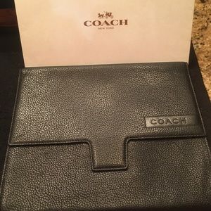 Coach pebbled leather case iPhone iPad electronic tablet reader cords charger